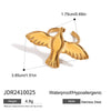 Stainless Steel Geometric Wings Bird Peace Pigeon Opening Ring For Women Retro Style With Electroplating