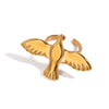 Stainless Steel Geometric Wings Bird Peace Pigeon Opening Ring For Women Retro Style With Electroplating