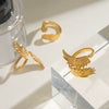 Stainless Steel Geometric Wings Retro Style Electroplated Women's Ring