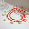 Stainless Steel Geometric Women's Anklets With Rice Beads Tooth Shell And 18K Gold