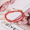 Stainless Steel Geometric Women's Anklets With Rice Beads Tooth Shell And 18K Gold