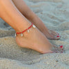 Stainless Steel Geometric Women's Anklets With Rice Beads Tooth Shell And 18K Gold