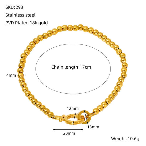 316L Stainless Steel Geometric Women's Bracelet With Electroplating And Round Buckle Steel Ball Design