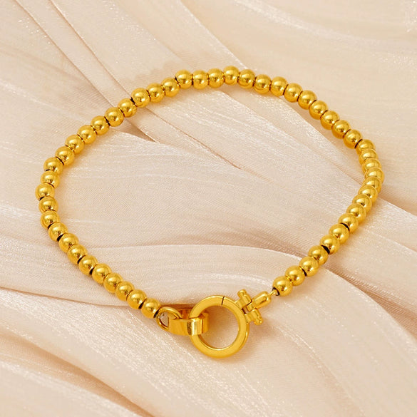 316L Stainless Steel Geometric Women's Bracelet With Electroplating And Round Buckle Steel Ball Design