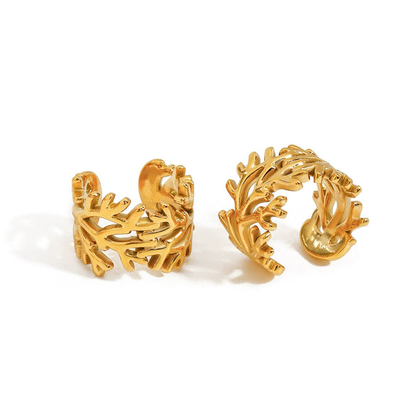 Stainless Steel Geometric Women's Ear Bone Clip Earrings With Electroplating And Plant Flower Style