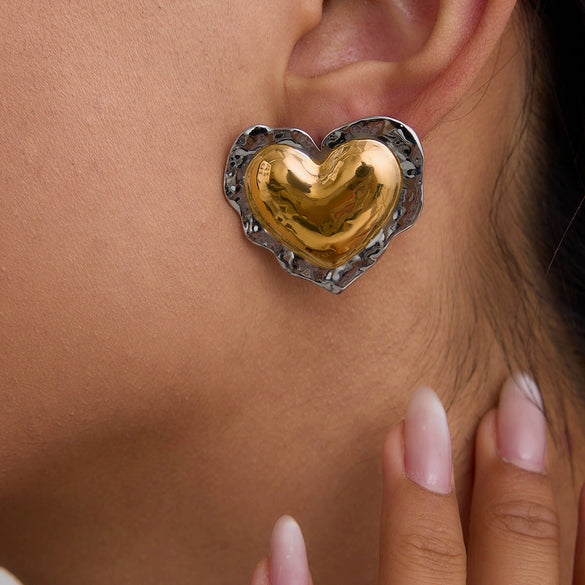 Stainless Steel Geometric Women's Earrings With Electroplating Design