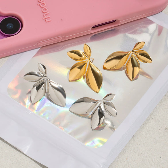 Stainless Steel Geometric Women's Earrings With Electroplating Design