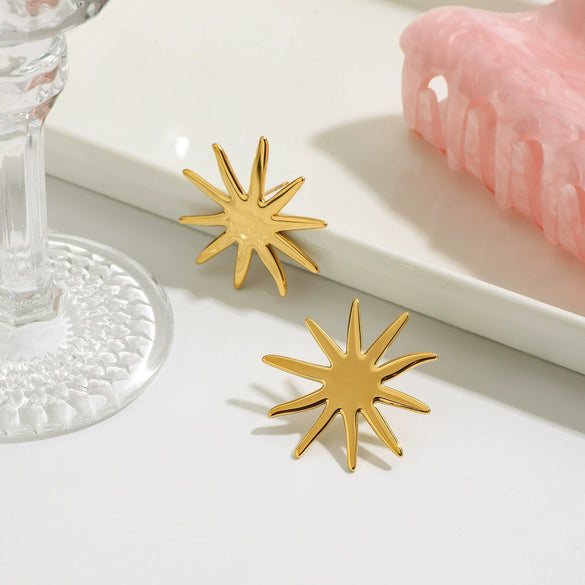 Stainless Steel Geometric Women's Earrings With Electroplating Light Luxury And French Retro Style