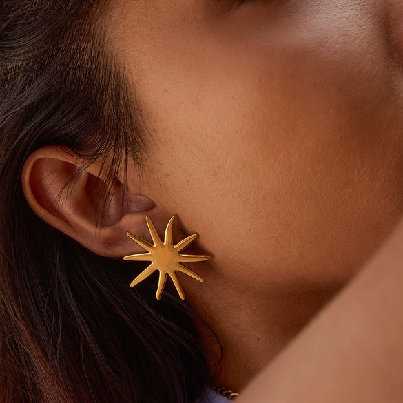 Stainless Steel Geometric Women's Earrings With Electroplating Light Luxury And French Retro Style
