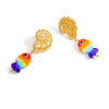 Stainless Steel Geometric Women's Earrings With Electroplating Marine Series Small Fish Shell Jewelry Pendants Light Luxury Style