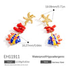 Stainless Steel Geometric Women's Earrings With Electroplating Marine Series Small Fish Shell Jewelry Pendants Light Luxury Style