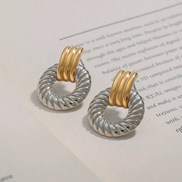 Stainless Steel Geometric Women's Earrings With Electroplating