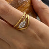Stainless Steel Geometric Women's Stacked Ring With Electroplating