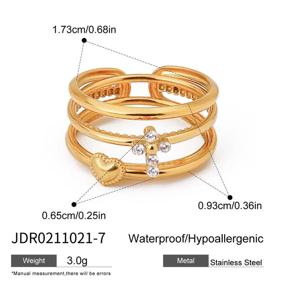 Stainless Steel Geometric Women's Stacked Ring With Electroplating