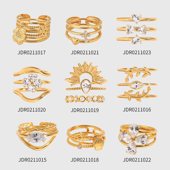 Stainless Steel Geometric Women's Stacked Ring With Electroplating