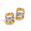 Stainless Steel Geometric Women's Three Layer Ear Clip Jewelry With Gold And Silver Color Matching And Electroplating Treatment