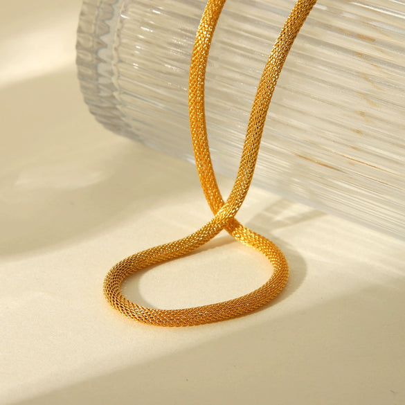 Stainless Steel Geometric Woven Chain Necklace For Women