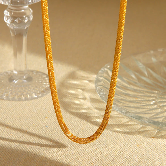 Stainless Steel Geometric Woven Chain Necklace For Women