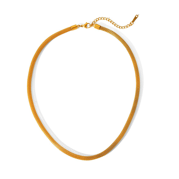 Stainless Steel Geometric Woven Chain Necklace For Women