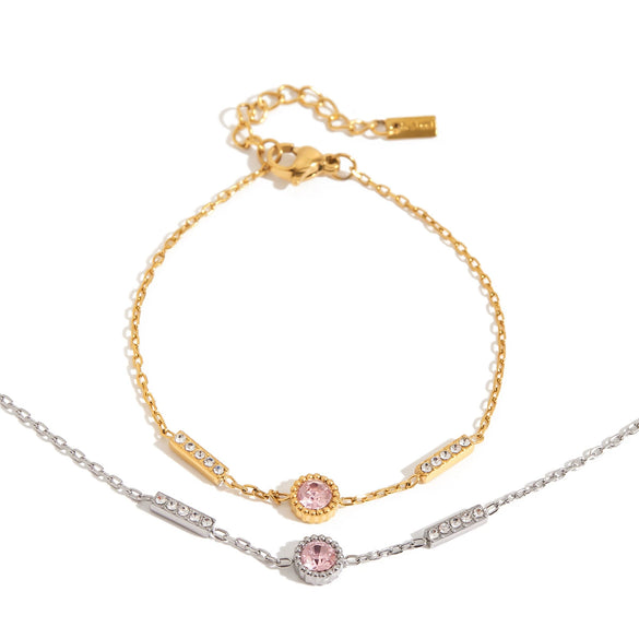 Stainless Steel Geometric Zircon Bracelet Electroplated Light Luxury Highgrade Jewelry