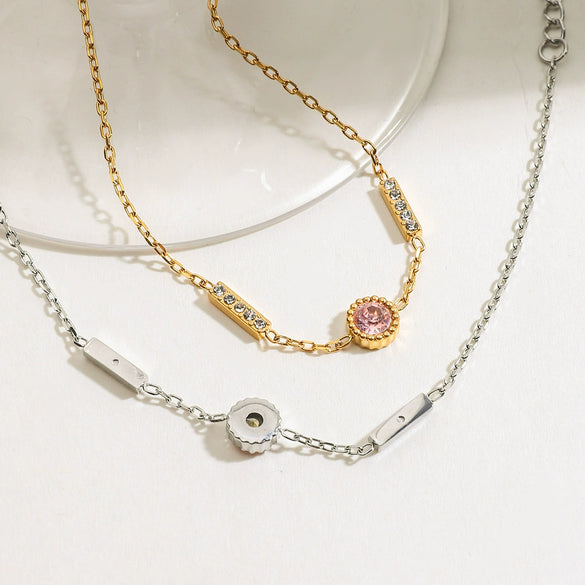 Stainless Steel Geometric Zircon Bracelet Electroplated Light Luxury Highgrade Jewelry