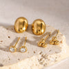 Stainless Steel Geometric Zircon Earrings Electroplated Jewelry For Women