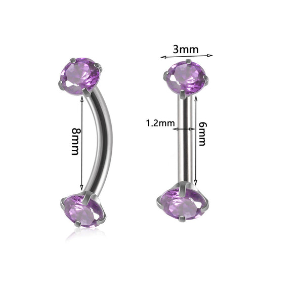 Stainless Steel Geometric Zircon Eyebrow Nails And Ear Cartilage Nails
