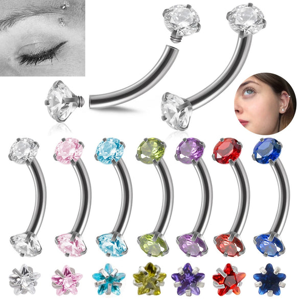 Stainless Steel Geometric Zircon Eyebrow Nails And Ear Cartilage Nails