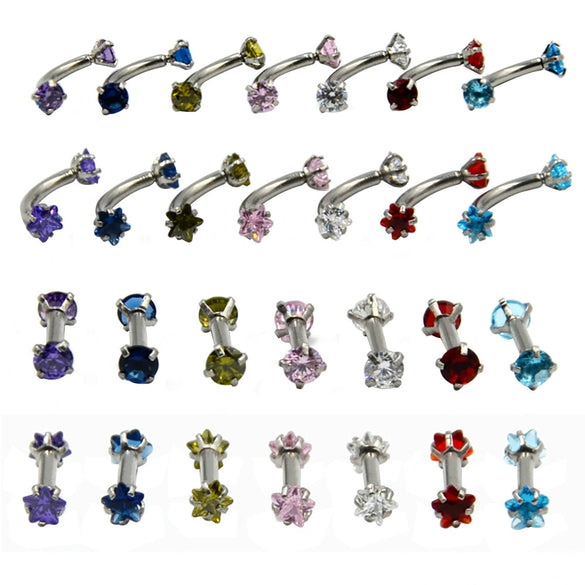 Stainless Steel Geometric Zircon Eyebrow Nails And Ear Cartilage Nails