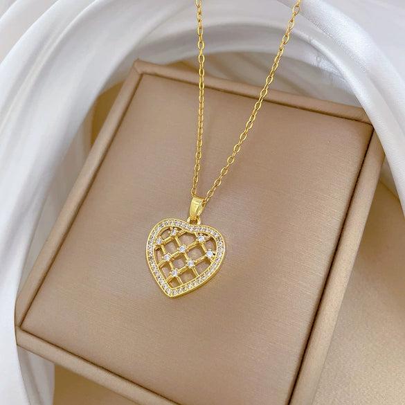 Stainless Steel Geometric Zircon Light Luxury Unisex Necklace