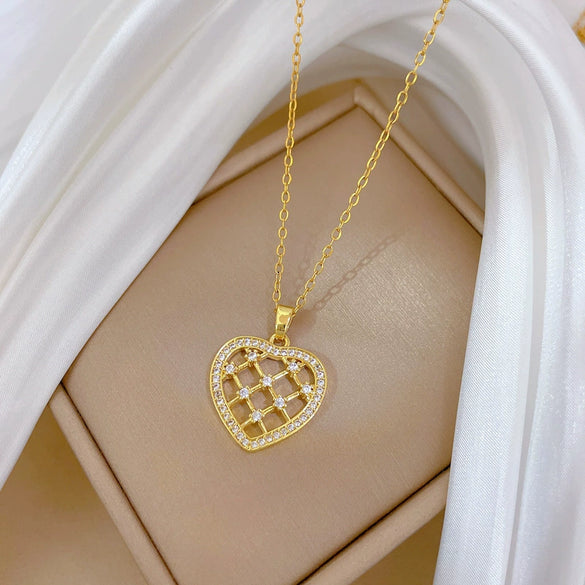 Stainless Steel Geometric Zircon Light Luxury Unisex Necklace
