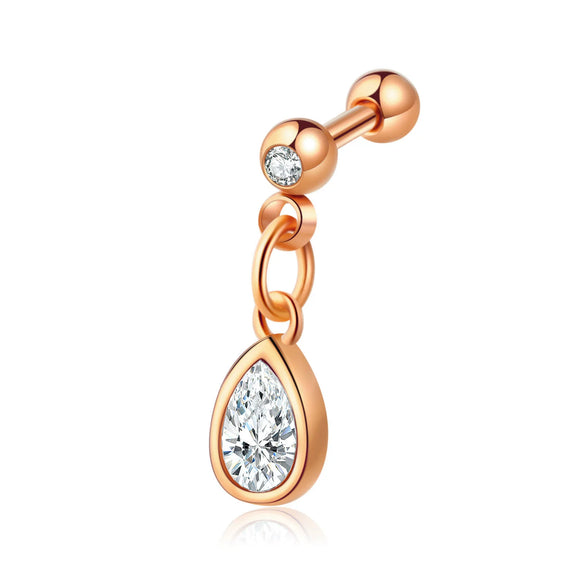 Stainless Steel Geometric Zircon Pendant Electroplating Fashion Earrings