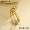 Stainless Steel Geometric Zircon Ring Electroplated Highend Hand Jewelry