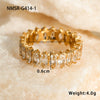 Stainless Steel Geometric Zircon Ring Electroplated Highend Hand Jewelry