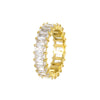 Stainless Steel Geometric Zircon Ring Electroplated Highend Hand Jewelry