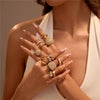 Stainless Steel Geometric Zircon Ring Electroplated Highend Hand Jewelry