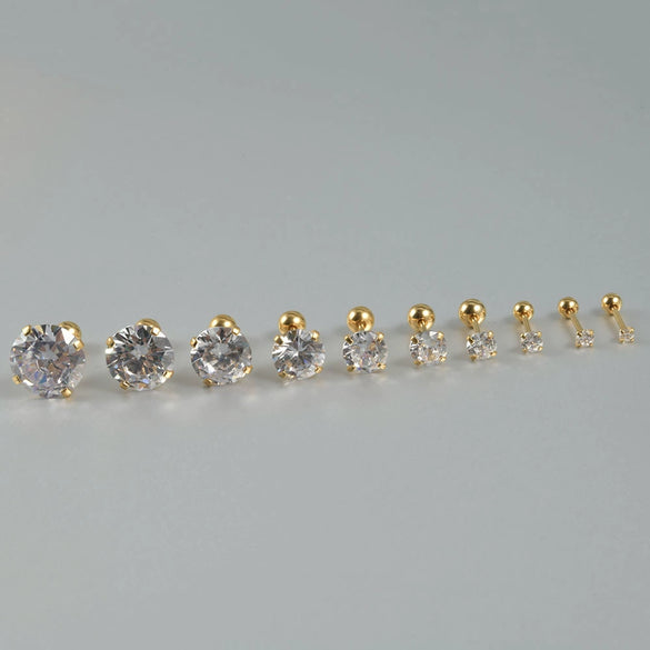 Stainless Steel Geometric Zircon Stud Earrings With Polishing Treatment