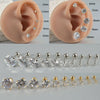 Stainless Steel Geometric Zircon Stud Earrings With Polishing Treatment