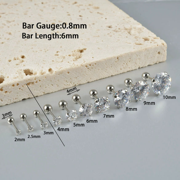 Stainless Steel Geometric Zircon Stud Earrings With Polishing Treatment