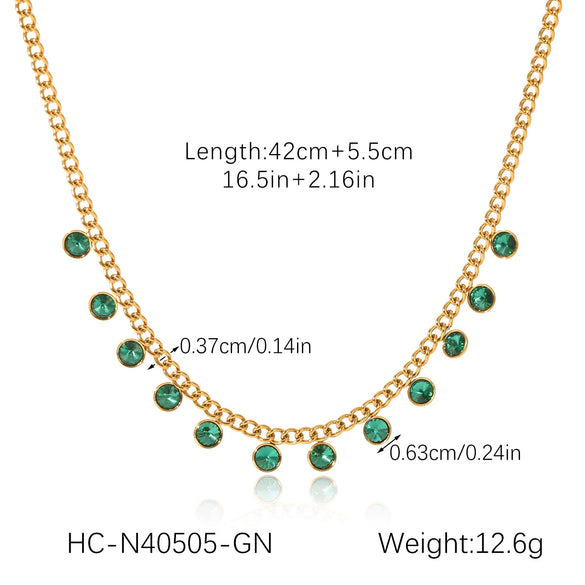 Stainless Steel Geometric Zircon Tassel Necklace