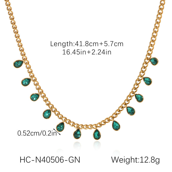 Stainless Steel Geometric Zircon Tassel Necklace