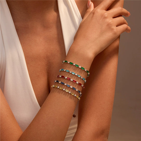 Stainless Steel Geometric Zircon Women's Fashionable Electroplated Bracelet
