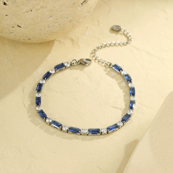 Stainless Steel Geometric Zircon Women's Fashionable Electroplated Bracelet