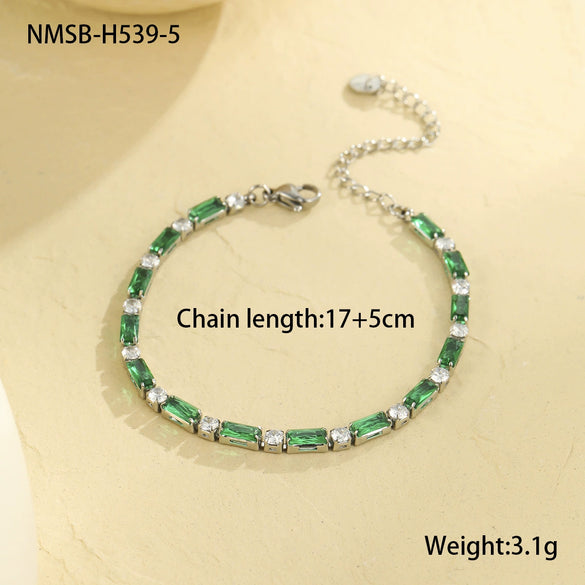Stainless Steel Geometric Zircon Women's Fashionable Electroplated Bracelet