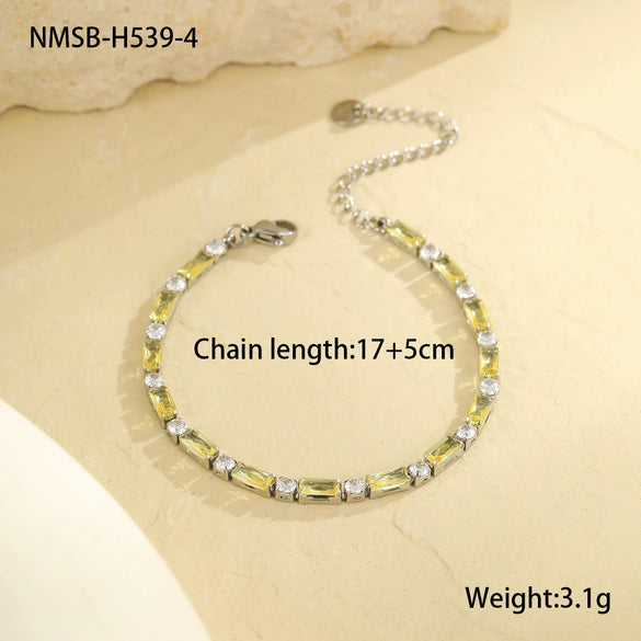 Stainless Steel Geometric Zircon Women's Fashionable Electroplated Bracelet