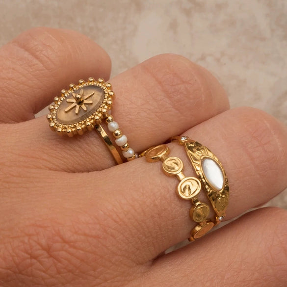 Stainless Steel Geometric Zircon Women's Ring Jewelry