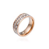Stainless Steel Geometry Couple Ring With Single Or Double Row Square Crystal Inlay Electroplated Simple Band For Women