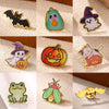 Stainless Steel Ghost Pumpkin Bat And Cat Brooches Electroplated Decorative Metal Badges For Unisex Clothing And Bags