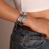 316L Stainless Steel Ginkgo Leaf Hollow Opening Exaggerated Light Luxury Style Electroplated Bracelet For Women