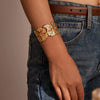 316L Stainless Steel Ginkgo Leaf Hollow Opening Exaggerated Light Luxury Style Electroplated Bracelet For Women